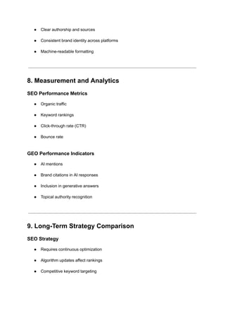 Difference Between SEO (Search Engine Optimization) and GEO (Generative ...