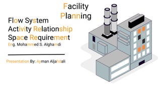Facility
Planning
Flow System
Activity Relationship
Space Requirement
Eng. Mohammed S. Alghamdi
Presentation By: Ayman Aljahdali
 