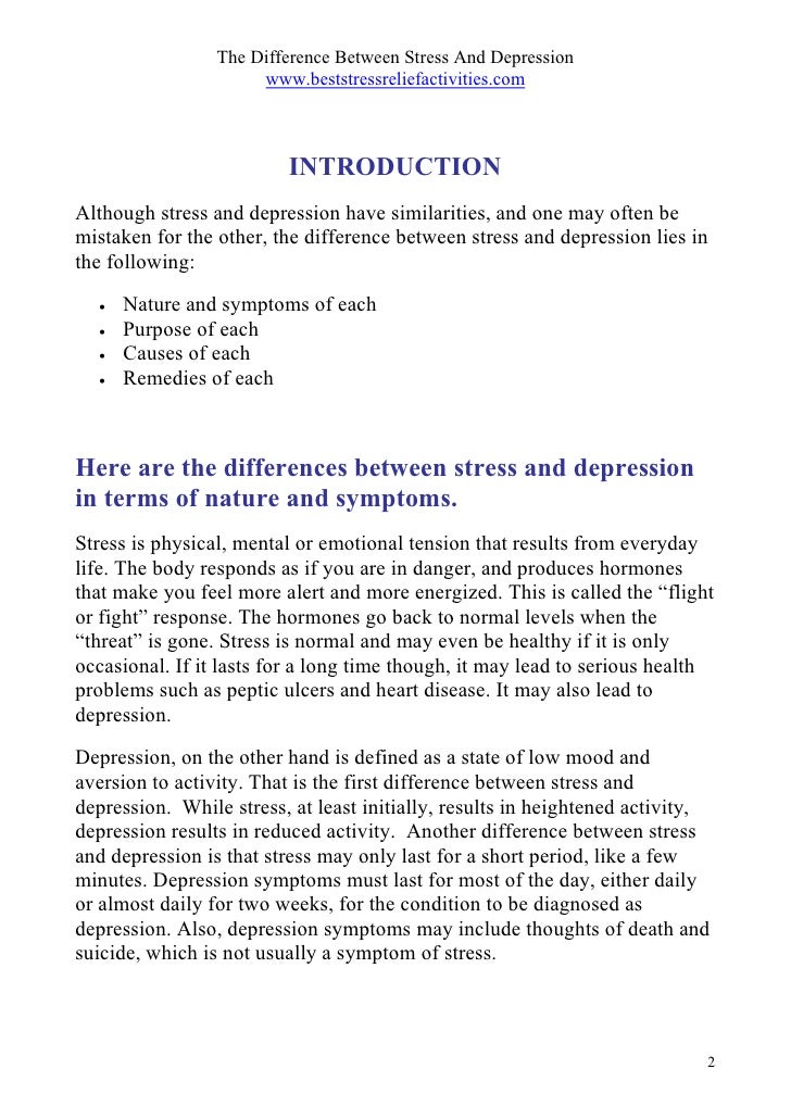 The difference between stress and depression