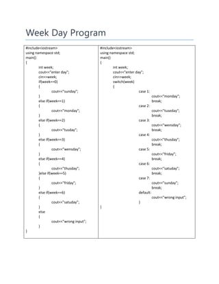 Difference between switch and ladder if | DOCX