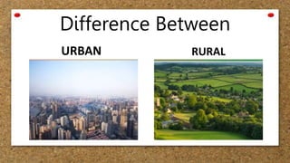 Difference Between
URBAN RURAL
 