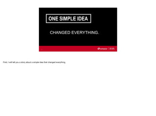 ONE SIMPLE IDEA
3
CHANGED EVERYTHING.
First, I will tell you a story about a simple idea that changed everything.
 