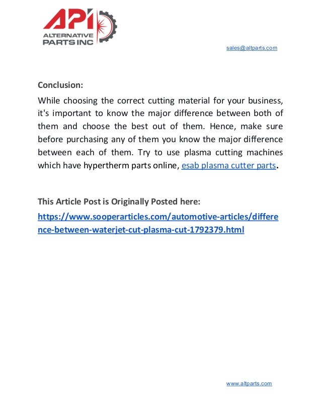 Difference between water jet cut and plasma cut