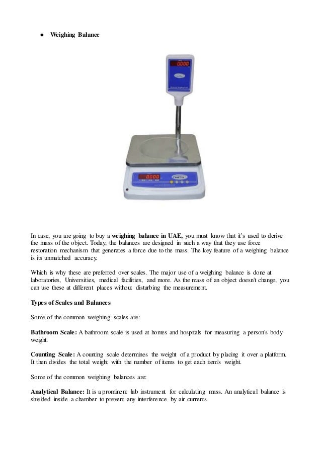Difference between weighing scales and balances
