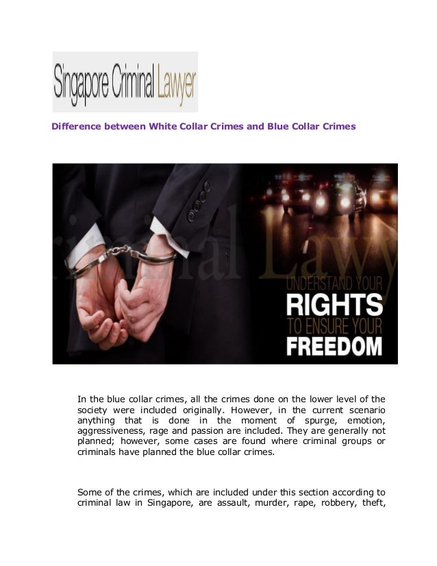 Difference between white collar crimes and blue collar crimes