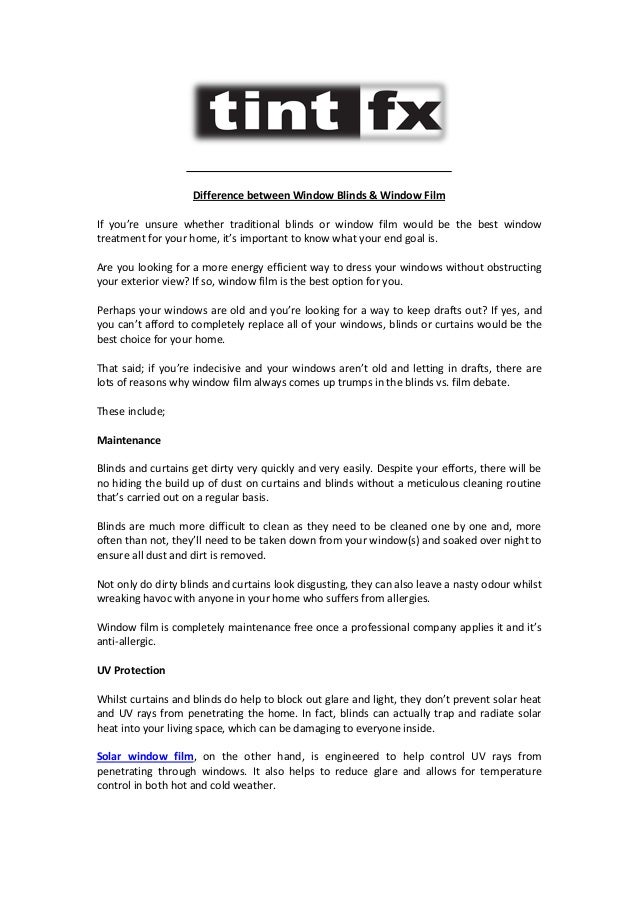 Difference Between Window Blinds Window Film