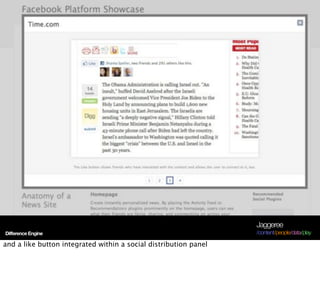 Jaggeree
Difference Engine                                                 /content/people/data/play

and a like button integrated within a social distribution panel
 