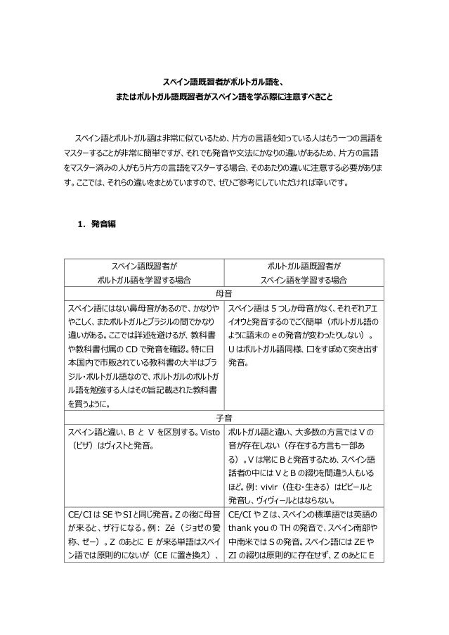 スペイン語とポルトガル語の違い