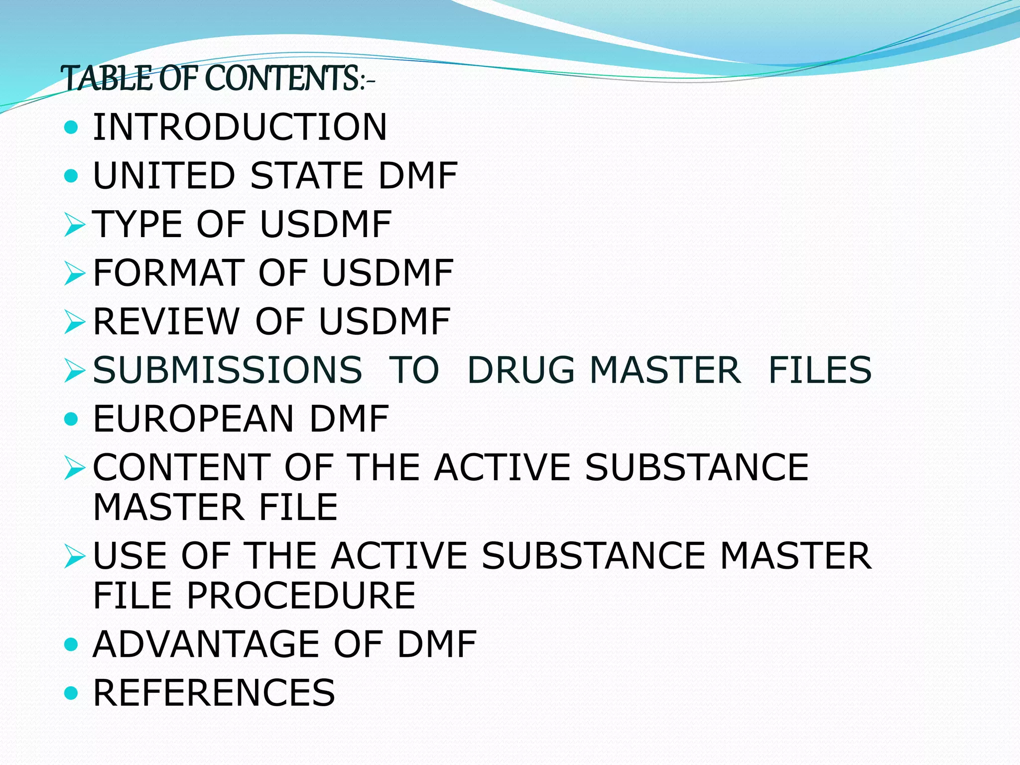 Difference european drug master file & us drug master file | PPTX