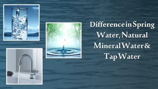 DifferenceinSpring
Water,Natural
MineralWater&
TapWater
 