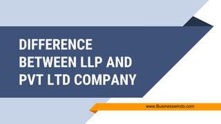 DIFFERENCE
BETWEEN LLP AND
PVT LTD COMPANY
www.Businesswindo.com
 