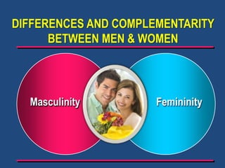 Masculinity Femininity
DIFFERENCES AND COMPLEMENTARITY
BETWEEN MEN & WOMEN
 