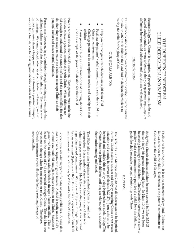 Differences between baptism and dedication PDF