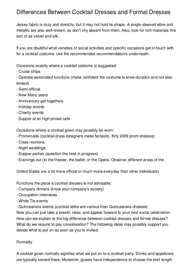 Differences Between Cocktail Dresses and Formal Dresses