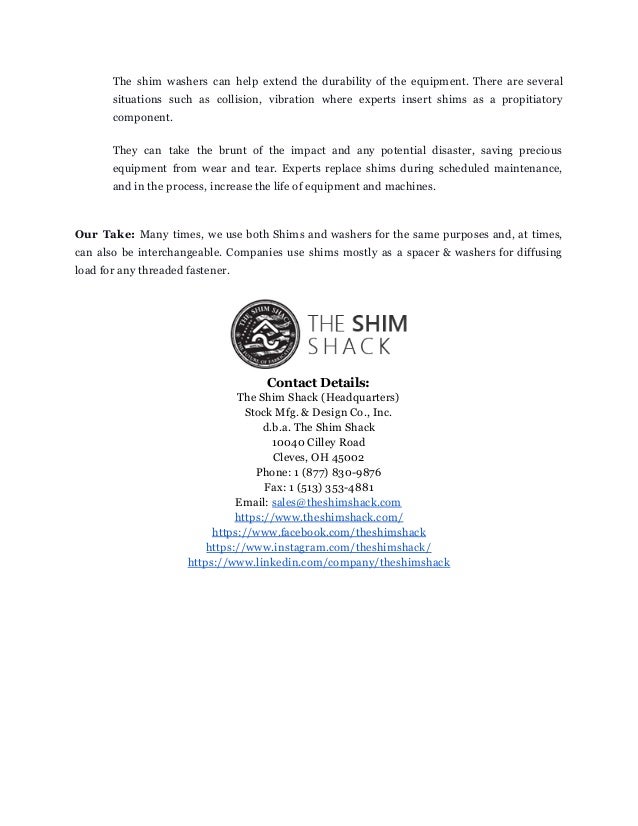 Differences Between Custom Shims and Shims Washers