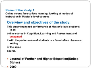 Differences Between Face To Face And Distance Education | PPTX