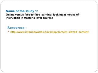 Differences Between Face To Face And Distance Education | PPT