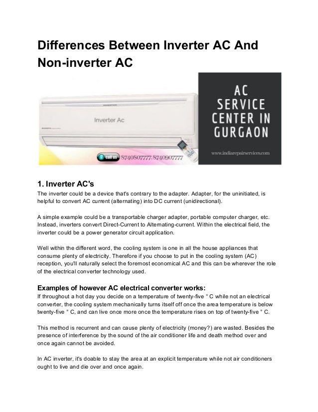 Differences between inverter ac and non inverter ac