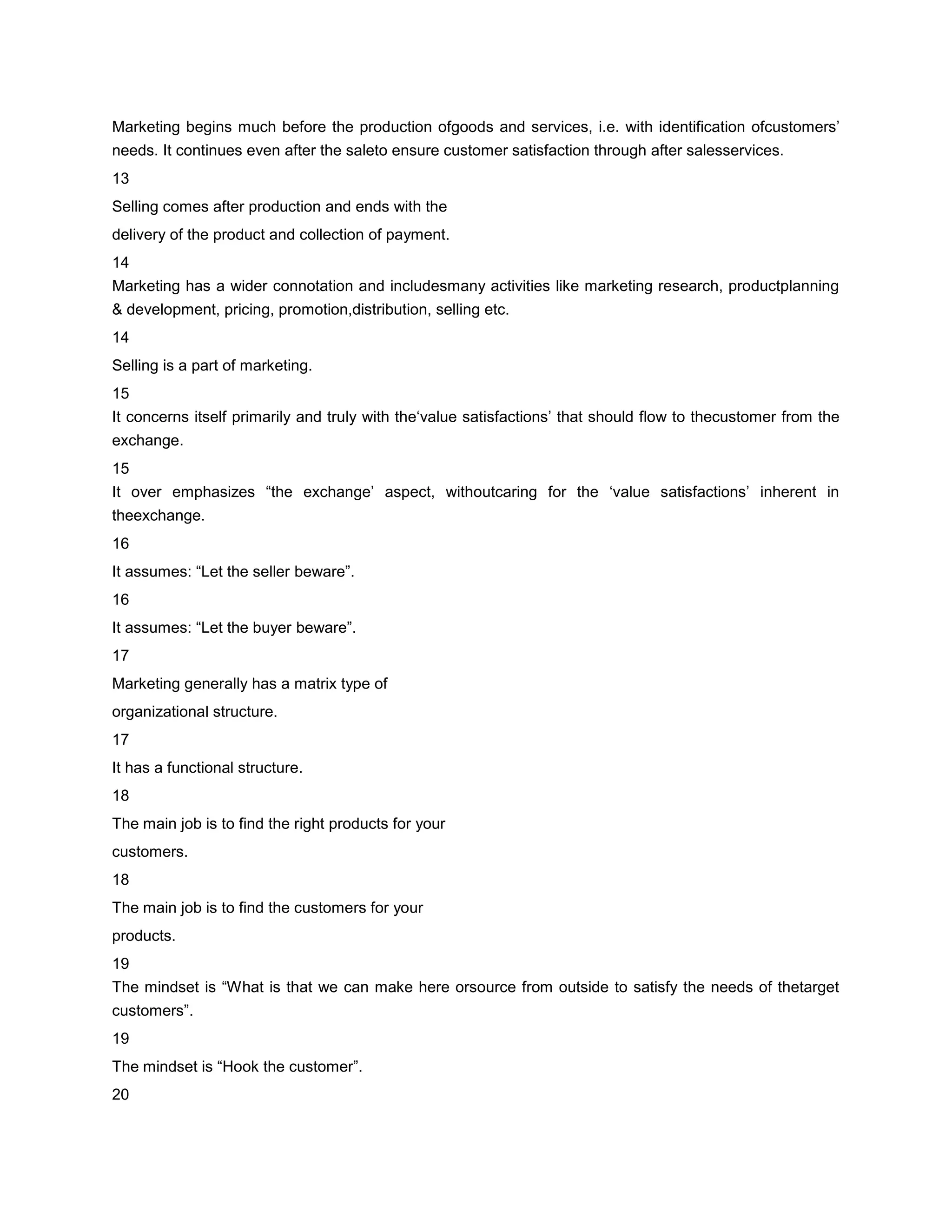 Differences between marketing