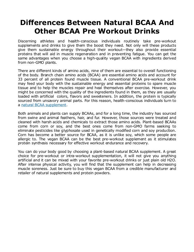 Differences Between Natural BCAA And Other BCAA Pre Workout Drinks