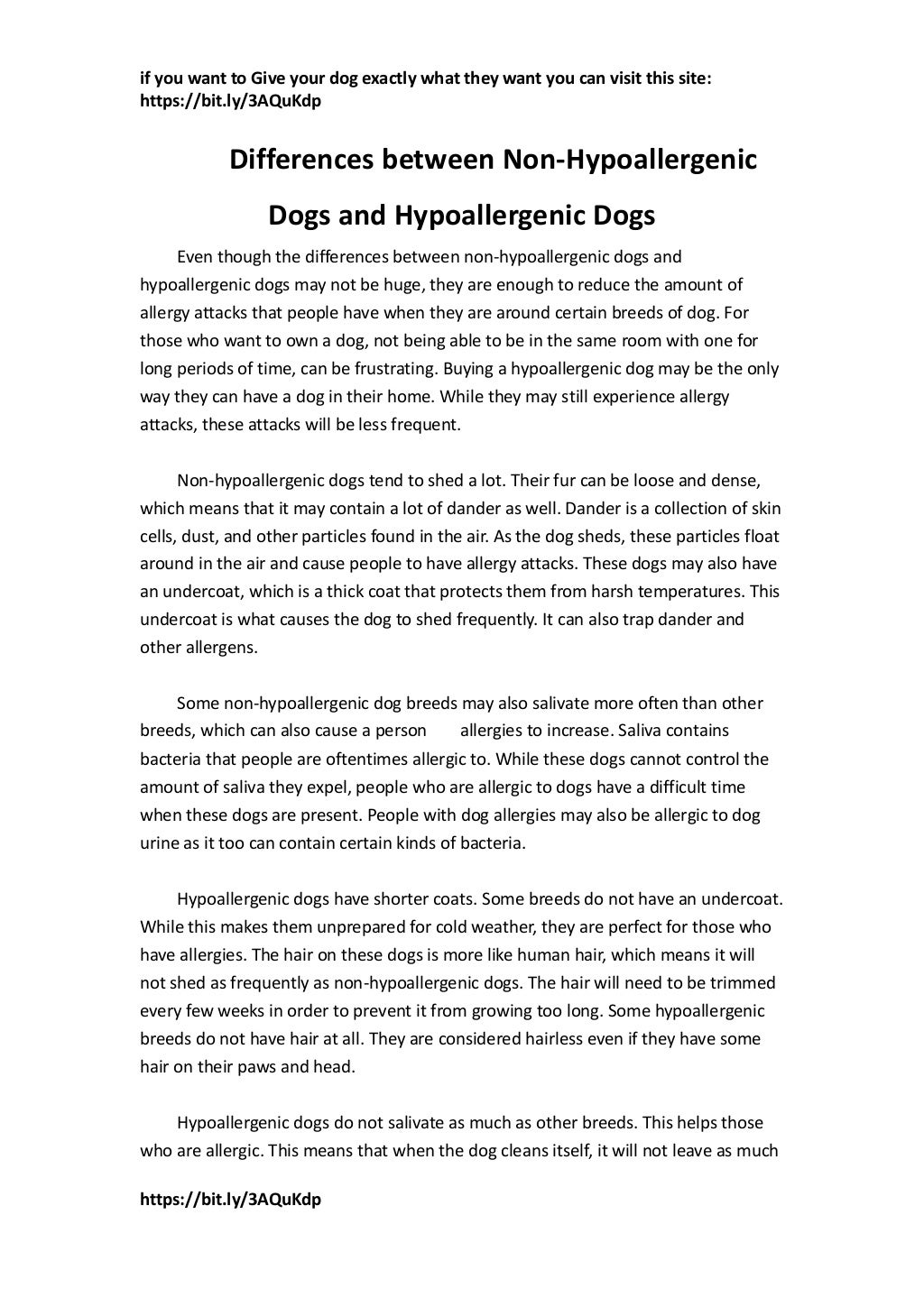 Differences between non hypoallergenic dogs and hypoallergenic dogs