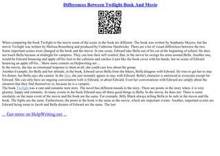 Differences Between Twilight Book And Movie | PPT