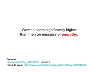 Men Women
Most men rate pay and
status higher than
meaning.
Most women rate
meaning higher than
pay and status.
http://www.youtube.com/watch?v=rsWWbxLmIS8
 