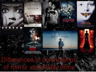 Differences in conventions
of horror and thriller films
 