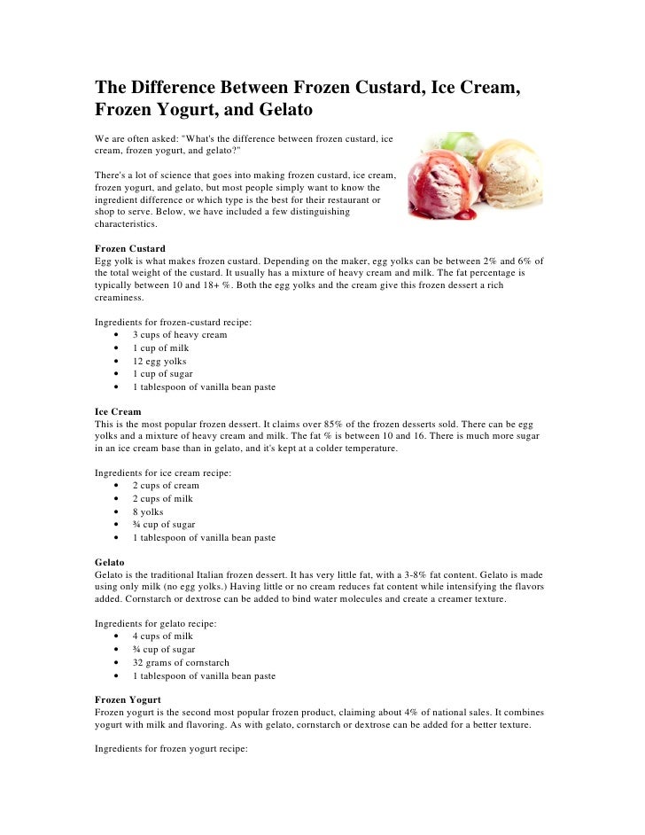 The Difference Between Frozen Custard, Ice Cream, Frozen Yogurt, and