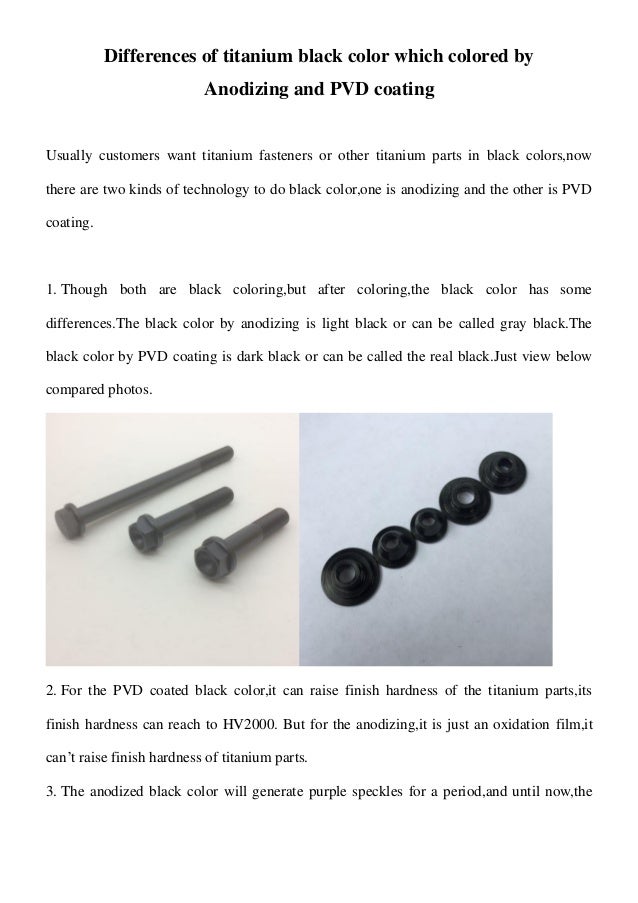 Differences of titanium black color which colored by anodizing and pvd coating