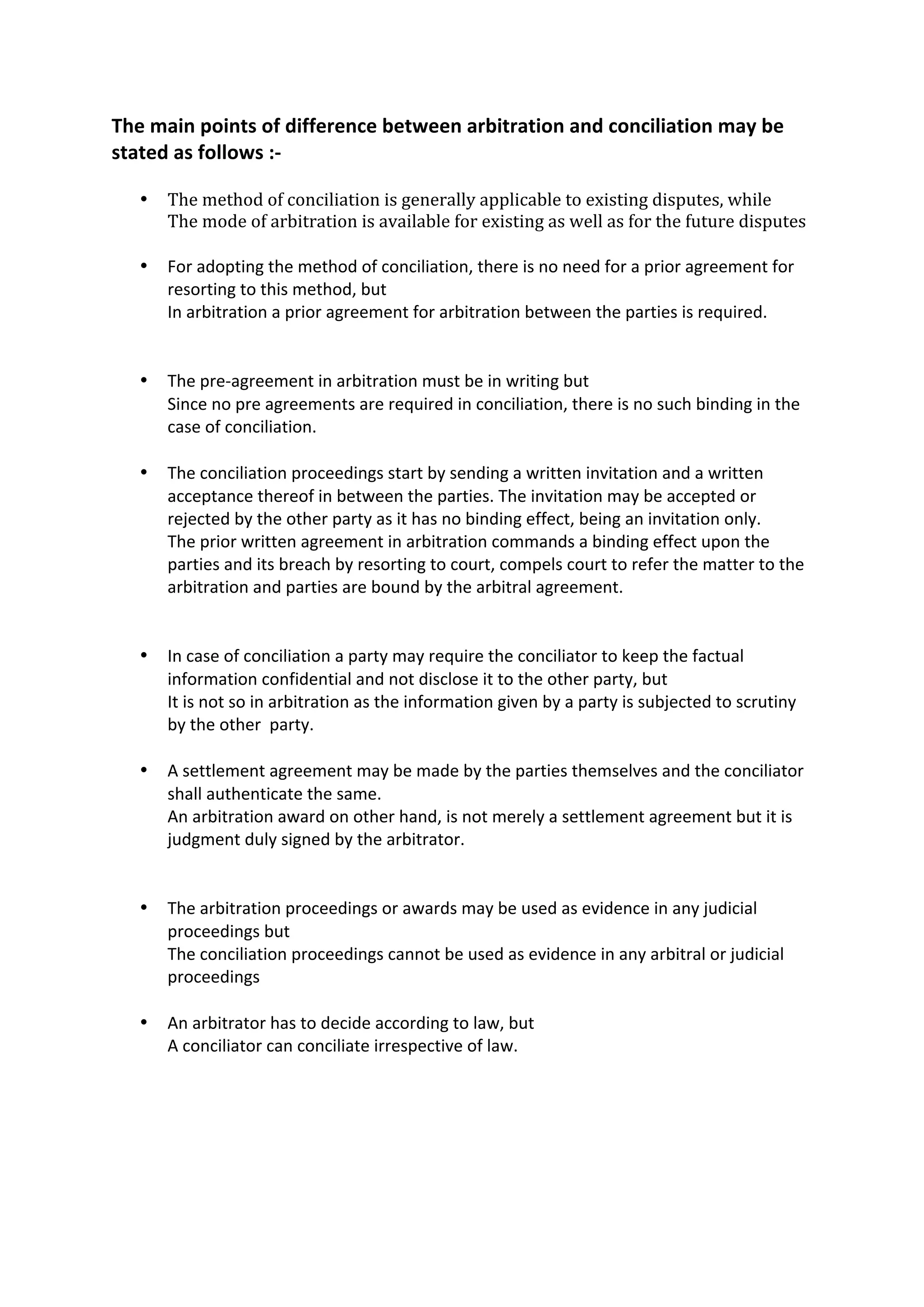 Difference between arbitration and conciliation PDF