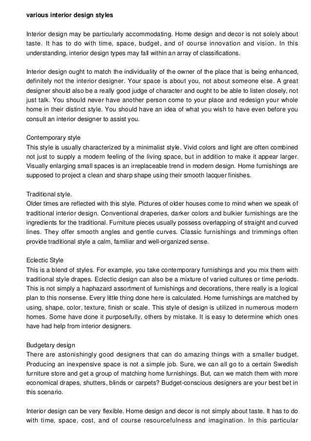 Various Interior Design Styles
