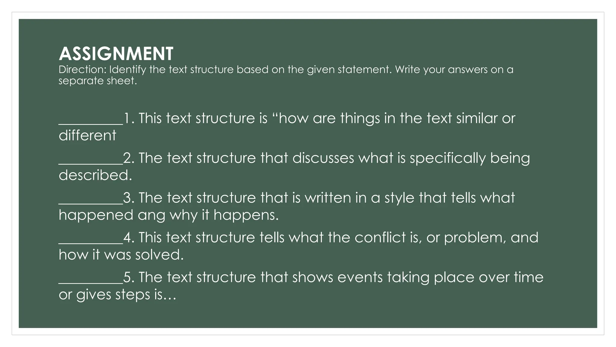 Different-Types-of-Text-Structures Grade 7 | PPTX