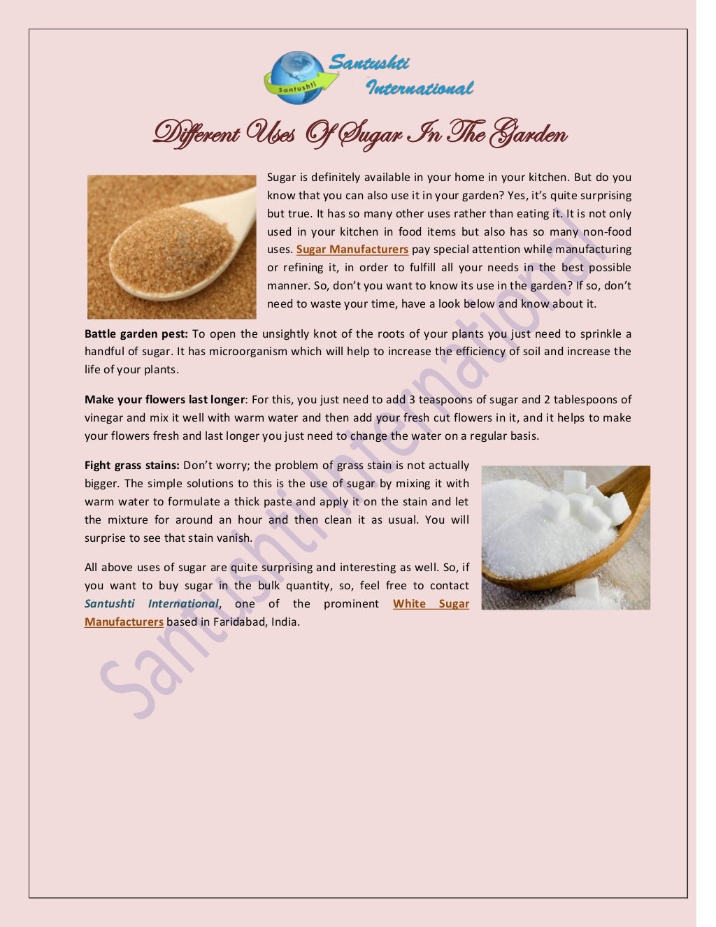 Different Uses Of Sugar In The Garden