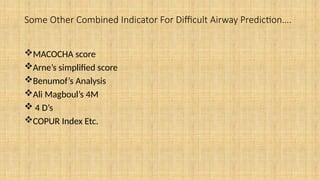 Copur Score Different Airway Indices & implication for Prediction Of Difficult ...