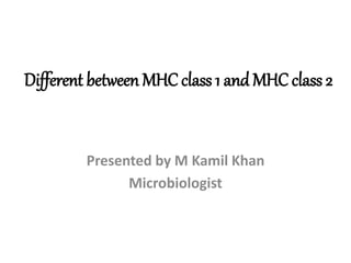 Different between MHC class 1 and MHC class 2
Presented by M Kamil Khan
Microbiologist
 