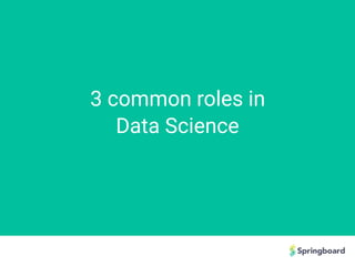 What makes
Springboard unique?3 common roles in
Data Science
 