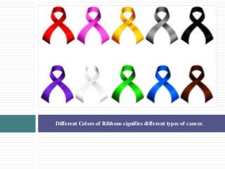Different Colors of Ribbons signifies different types of cancer.
 