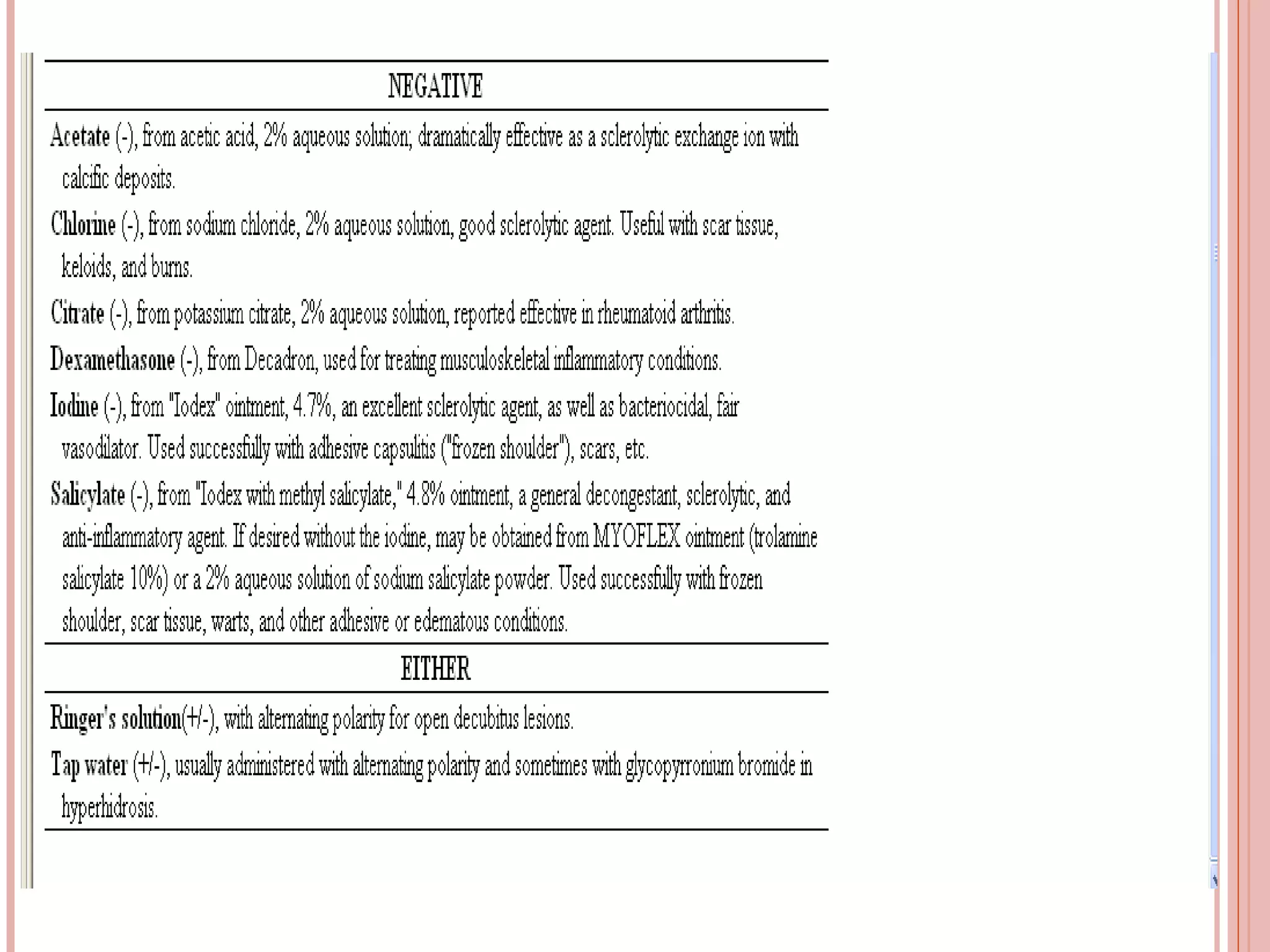 Different currents in low frequency