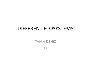 DIFFERENT ECOSYSTEMS
TANIA DENIZ
2B
 
