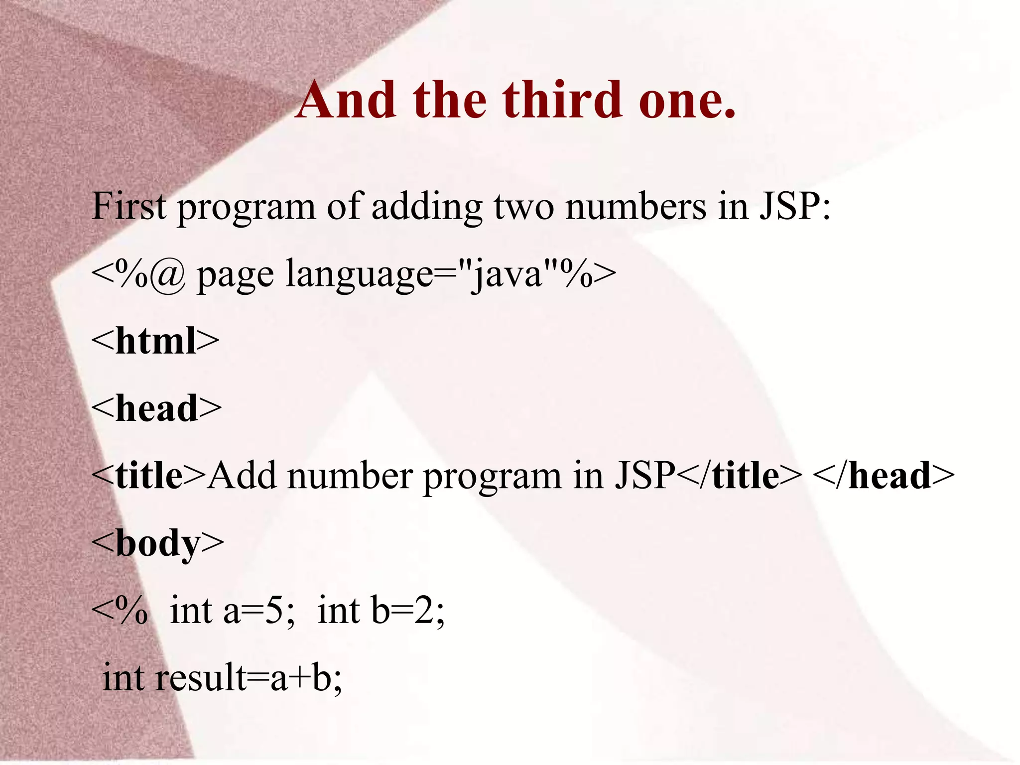 Different examples of jsp codes | PPT