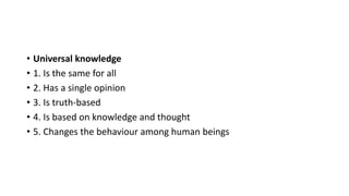 Different Facets of Knowledge and Relationship between Local | PPTX