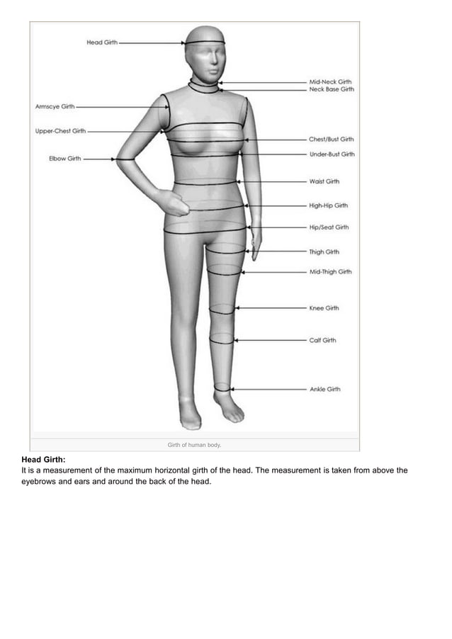 Different girth measurement of human body | PDF