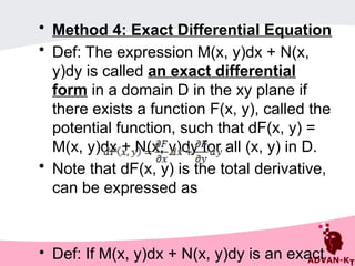 First- Order Exact Non Exact Equation OOOOOO | PPTX