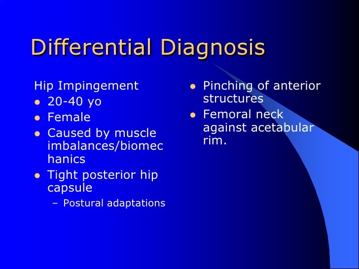Differential Diagnosis Of The Hip2010