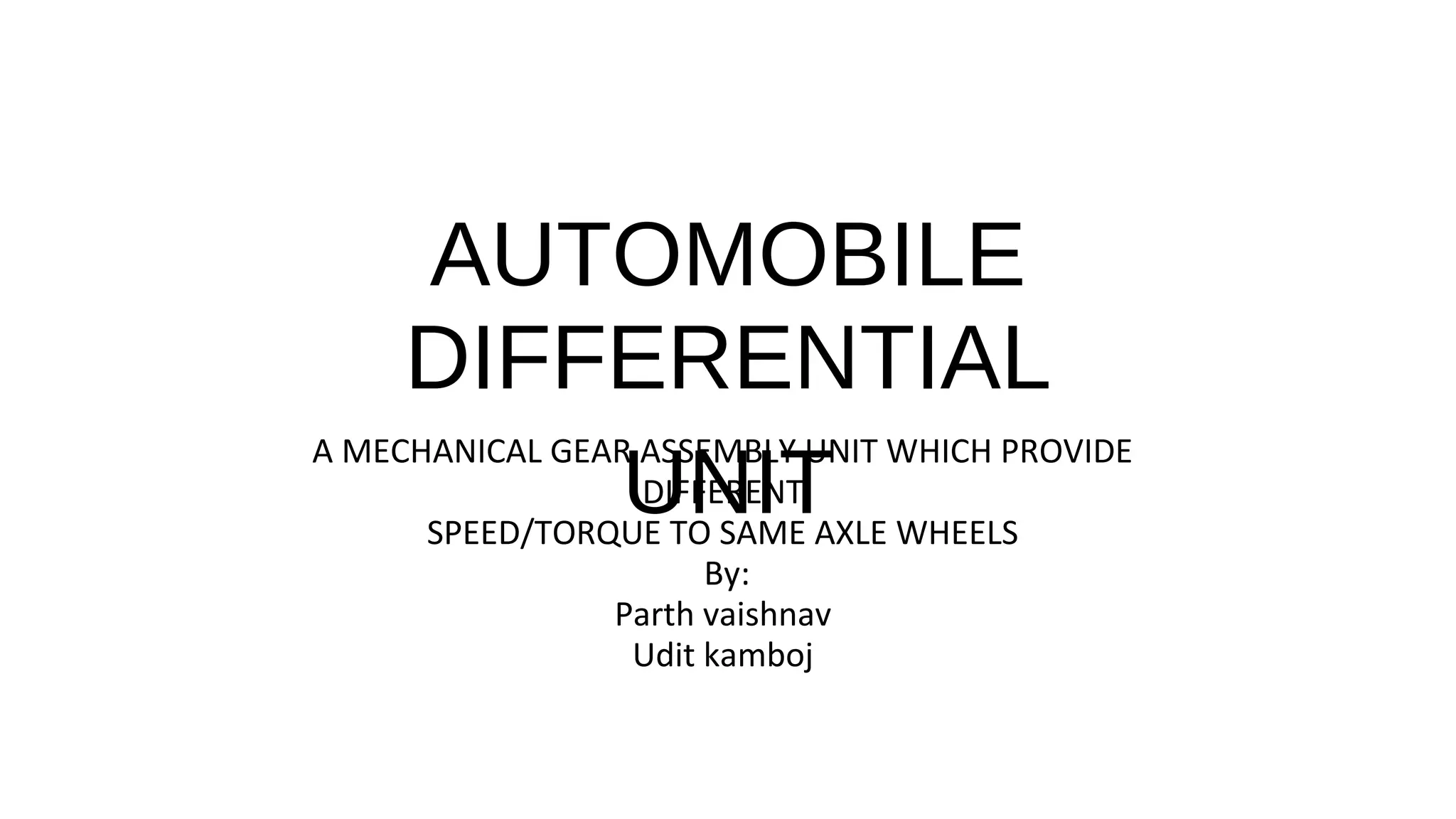 Automotive Differential Unit | PPT