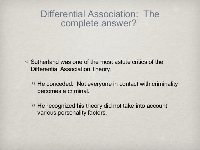 differential association theory cunningham differential association theory