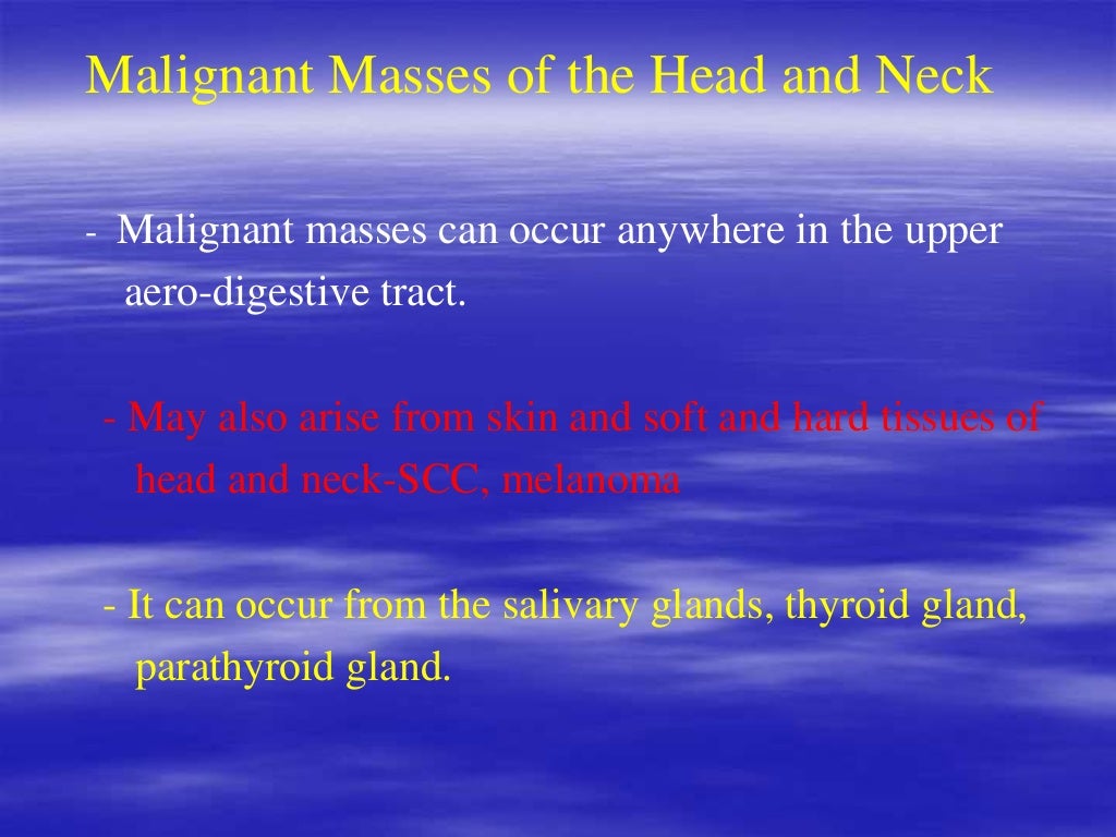 Differential diagnosis of head and neck swelling