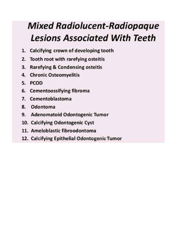 mixed radiolucent radiopaque lesions of oral cavity