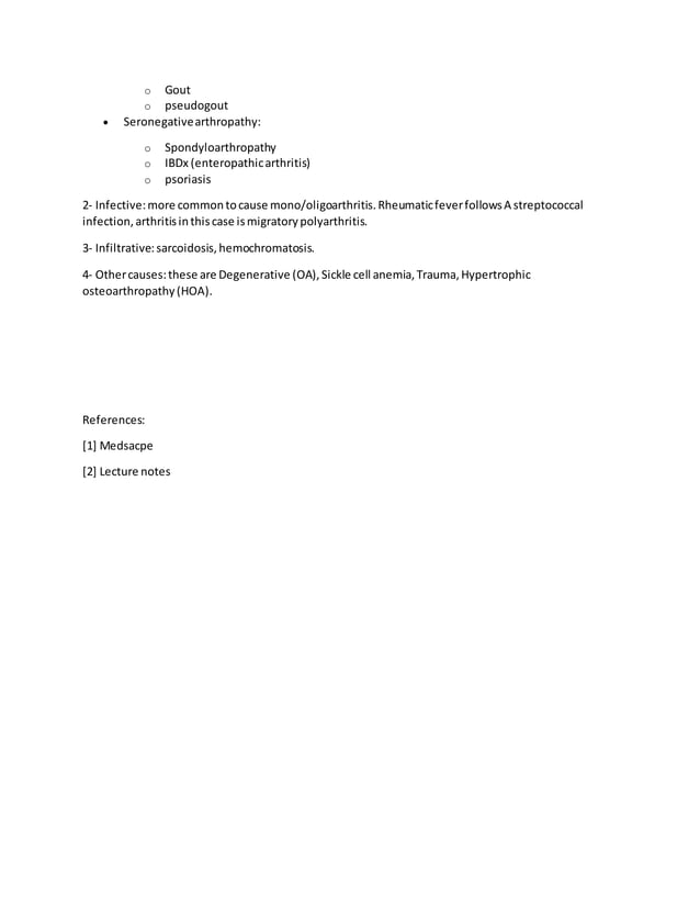 Differential diagnosis of polyarthritis and monoarthritis | PDF